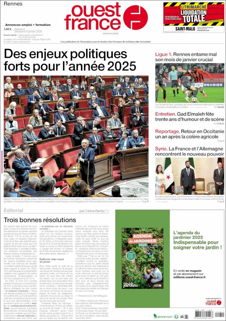 Portada de Ouest France (Francia)