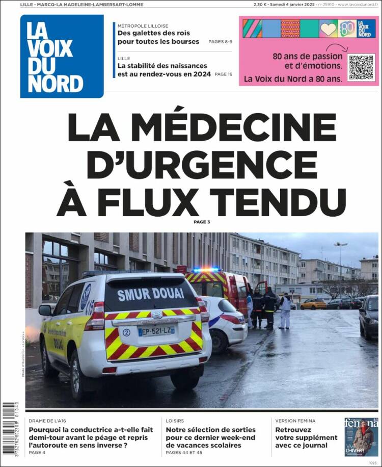 Portada de La Voix du Nord (Francia)
