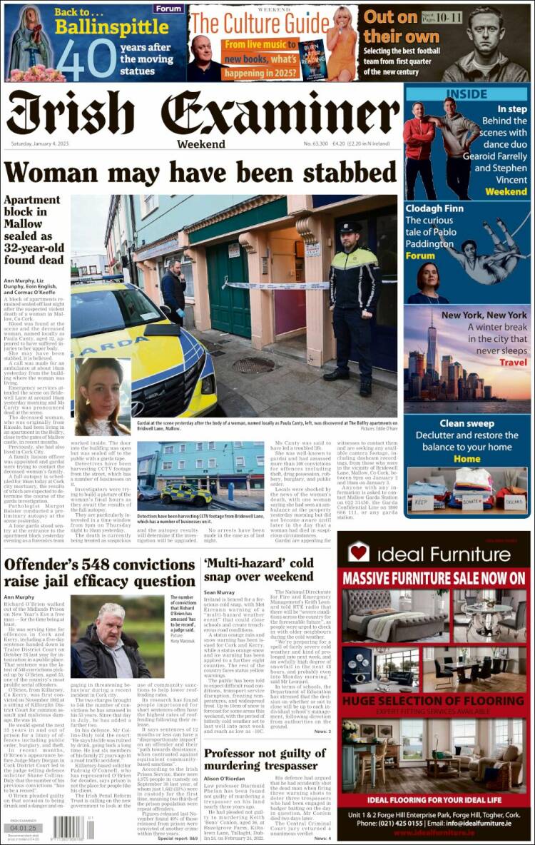 Portada de Irish Examiner (Irlanda)