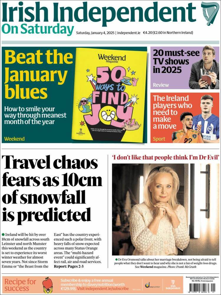 Portada de Irish Independent (Irlanda)