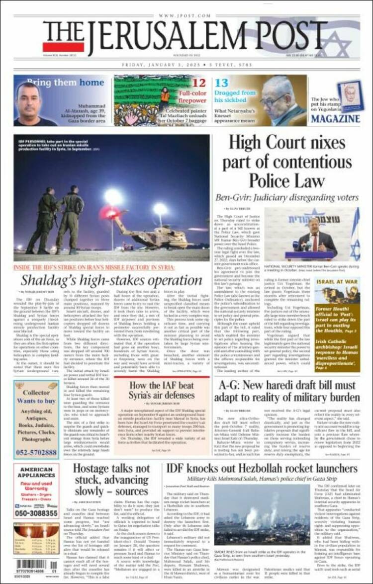 Portada de The Jerusalem Post (Israel)