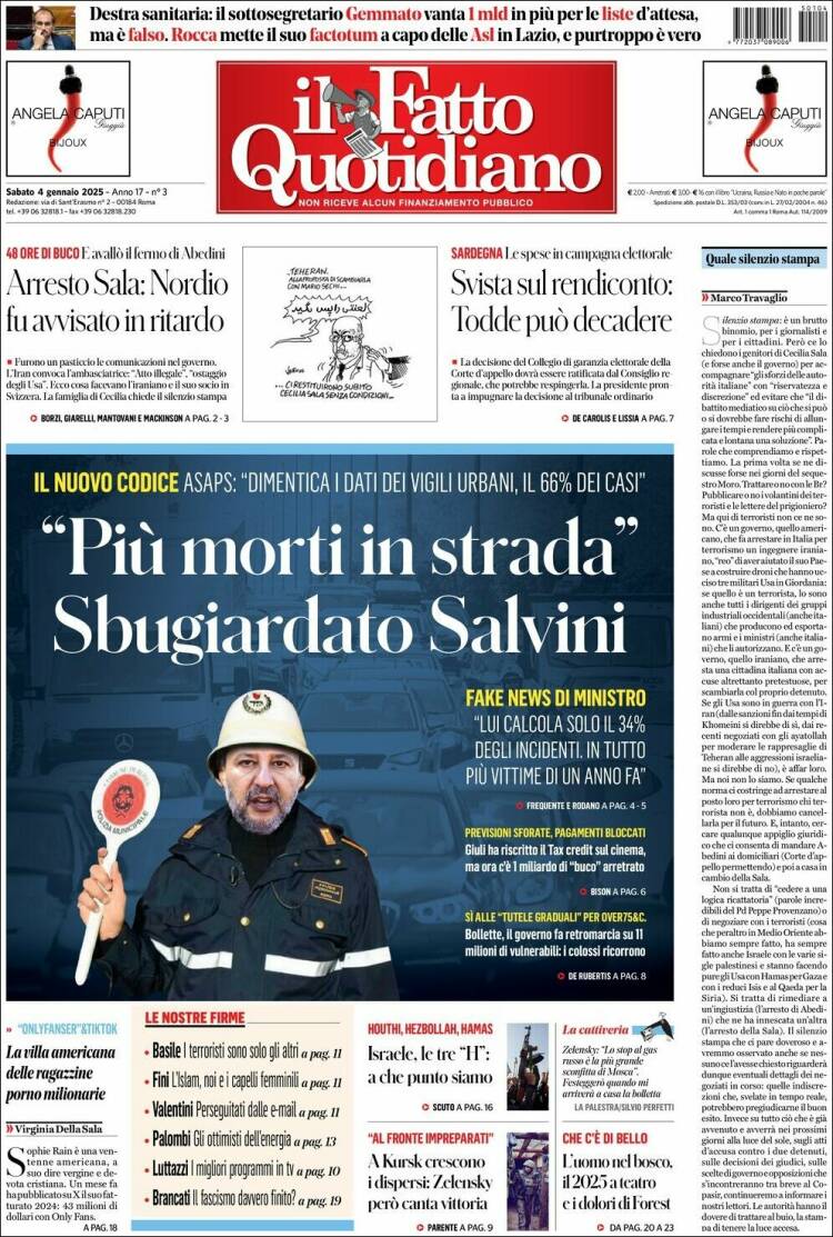 Portada de Il Fatto Quotidiano (Italia)