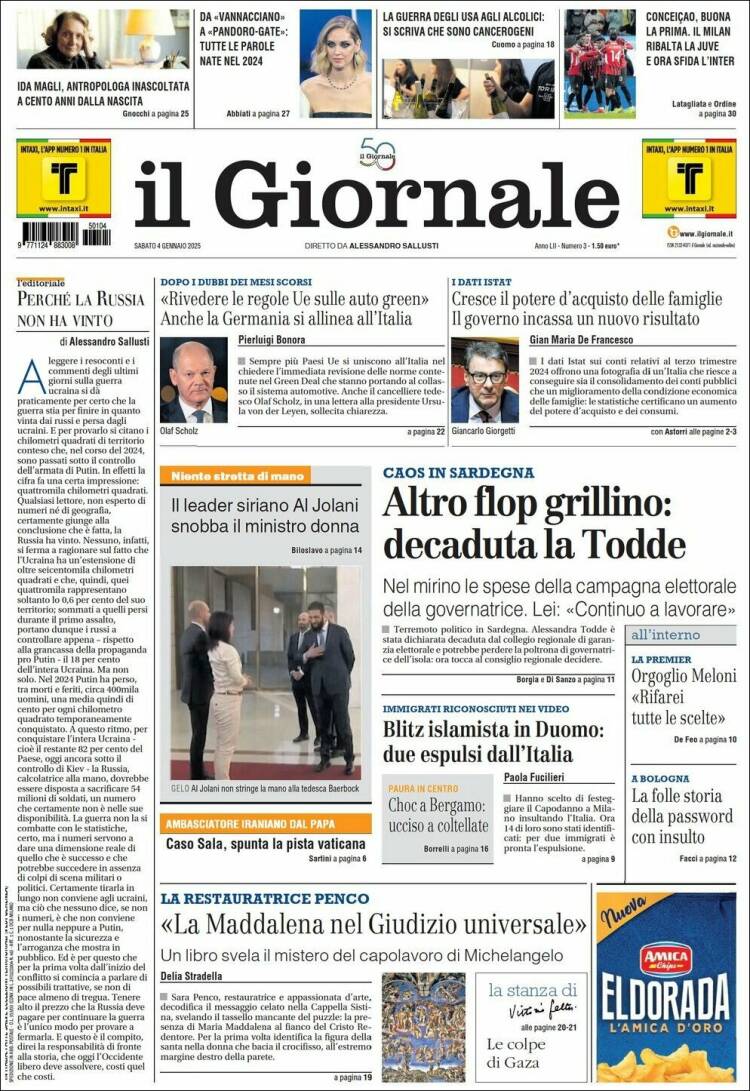 Portada de il Giornale (Italia)