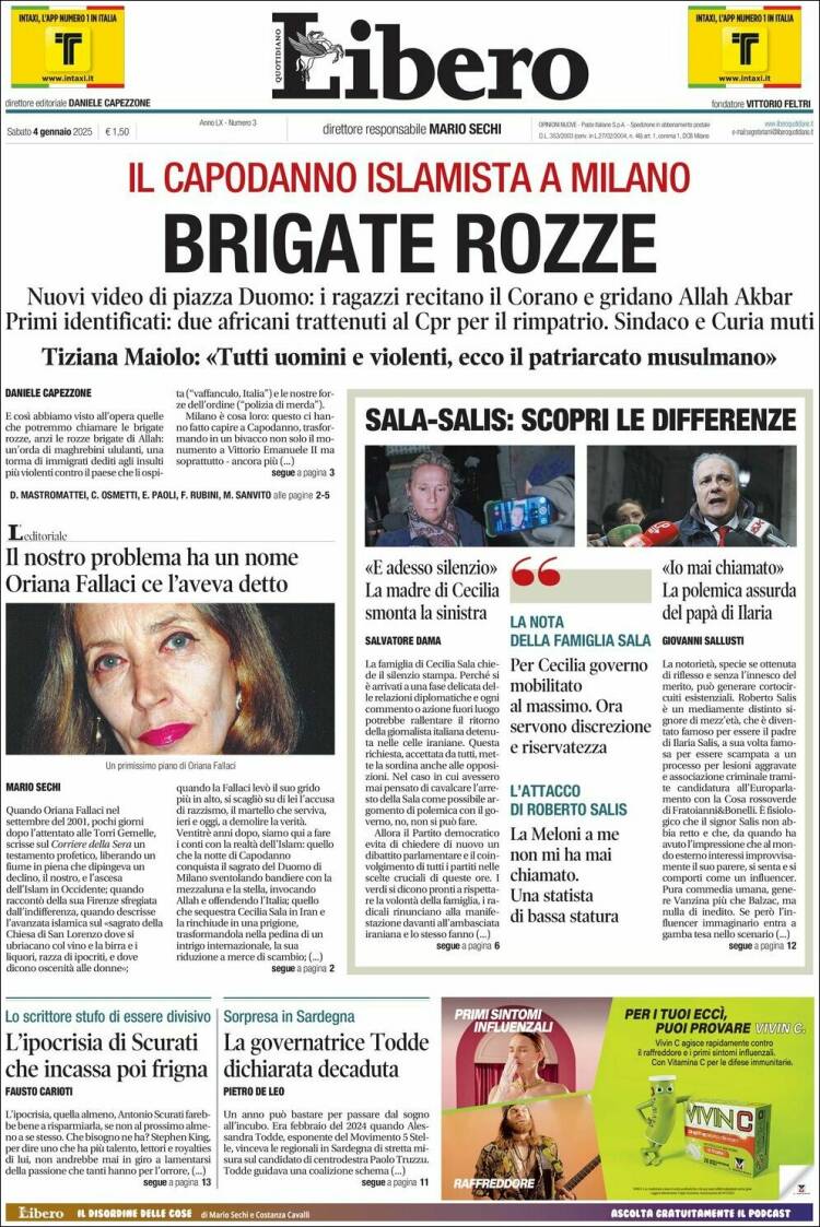 Portada de Libero (Italia)
