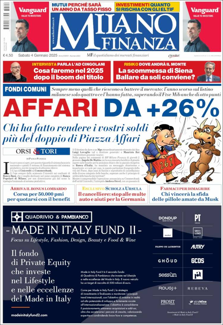 Portada de Milano Finanza (Italia)