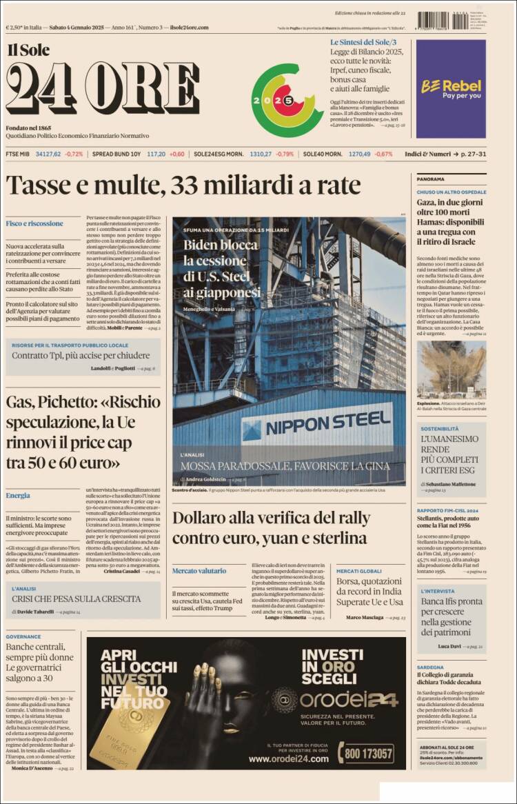 Portada de Il Sole 24 ORE (Italia)