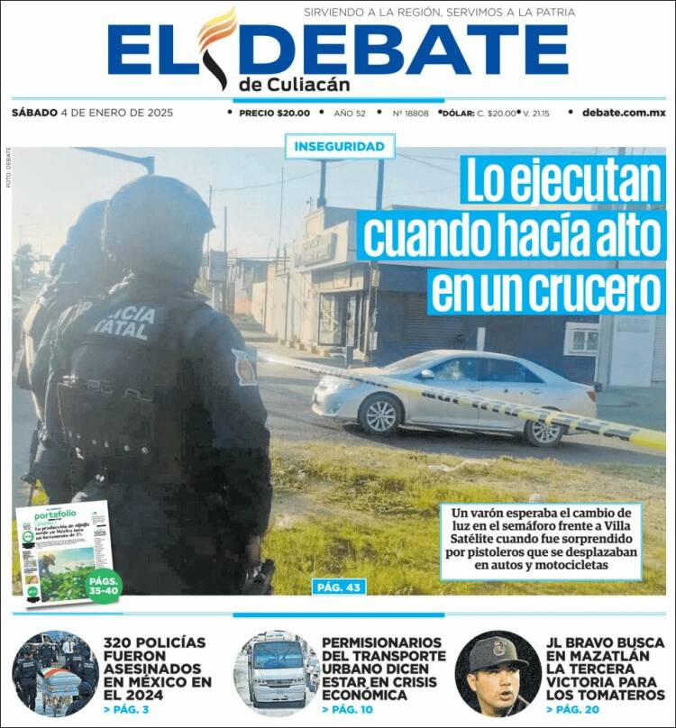 Portada de El Debate de Culiacán (México)
