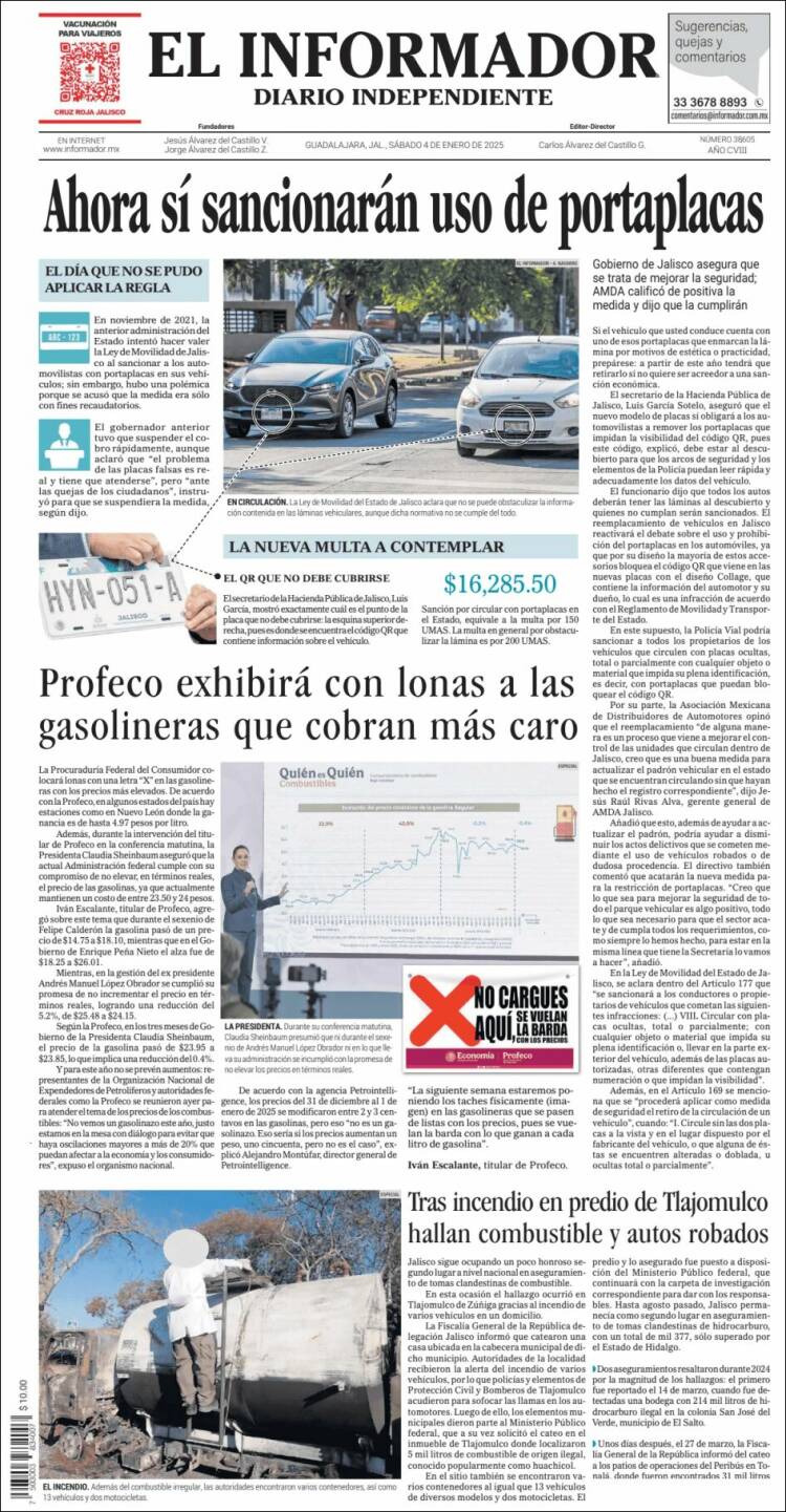 Portada de El Informador (México)