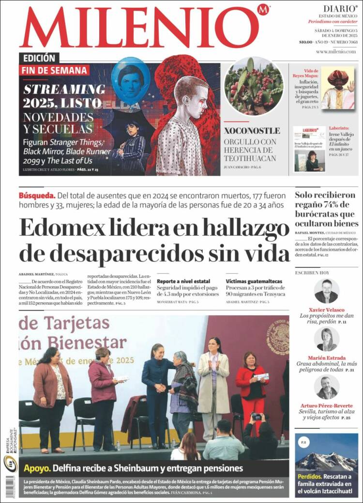 Portada de Milenio - Estado de México (México)