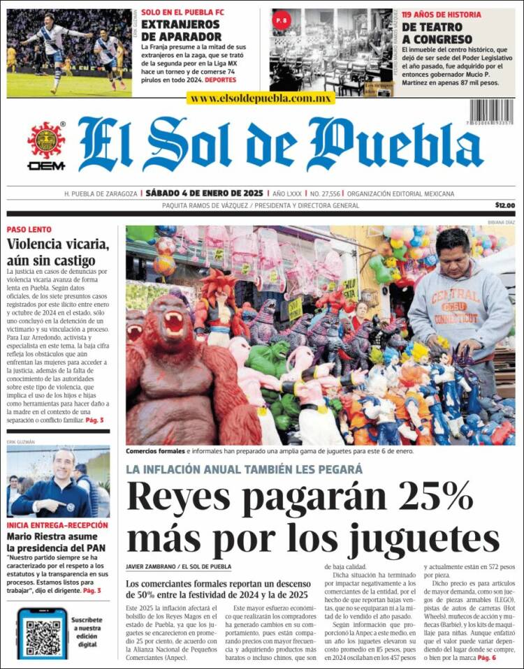 Portada de El Sol de Puebla (México)