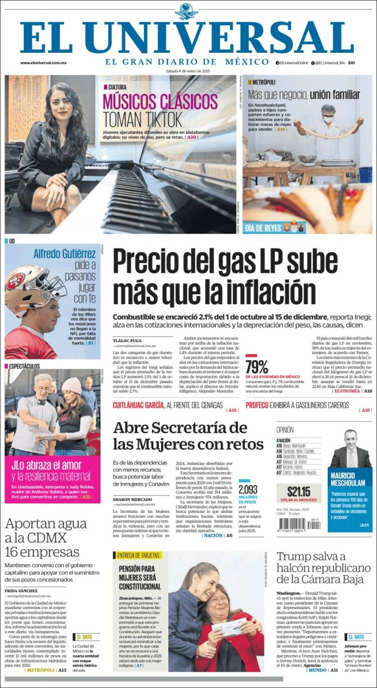 Portada de El Universal (México)