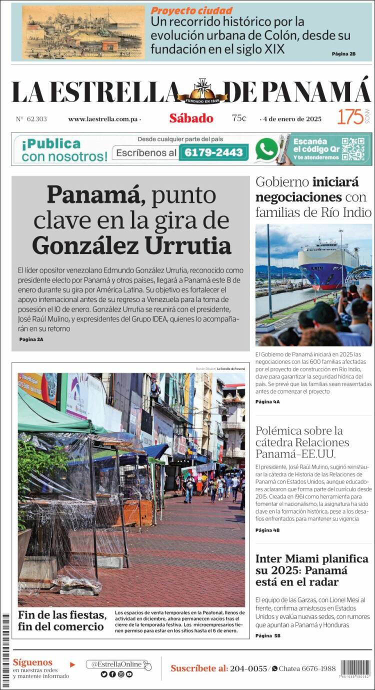 Portada de La Estrella de Panamá (Panam&aacute;)