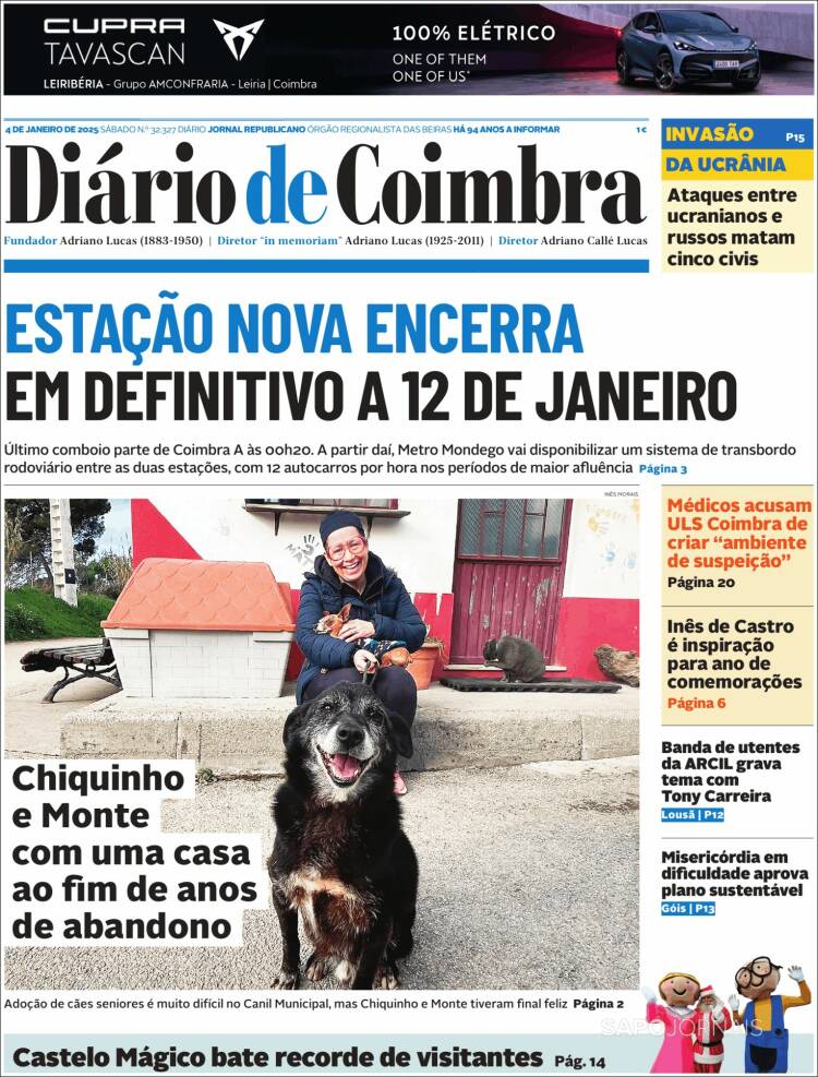 Portada de Diário de Coimbra (Portugal)