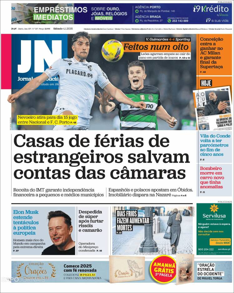 Portada de Diário de Noticias (Portugal)