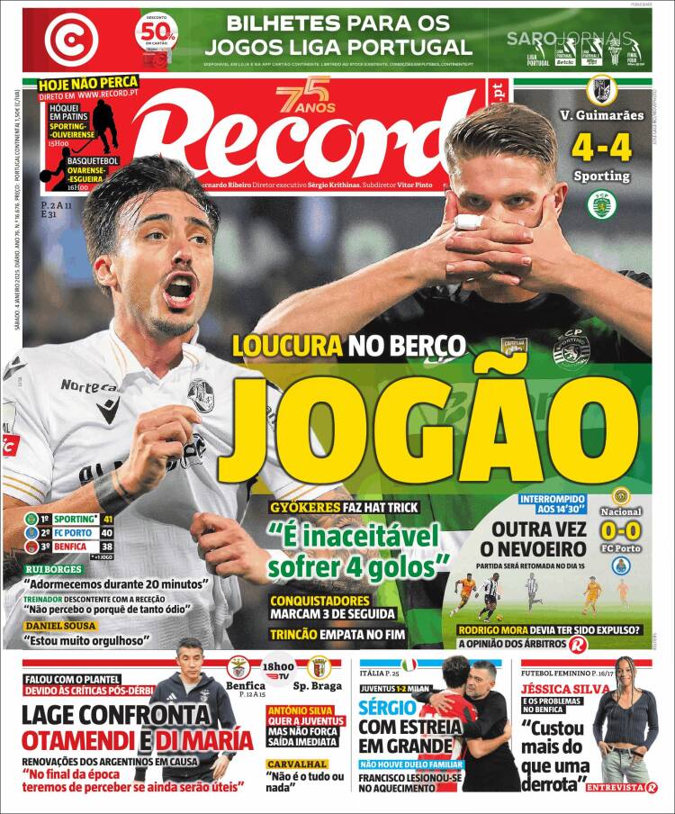 Portada de Jornal de Negócios (Portugal)