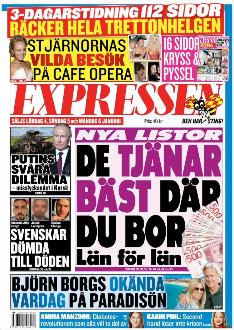 Portada de Expressen (Suecia)