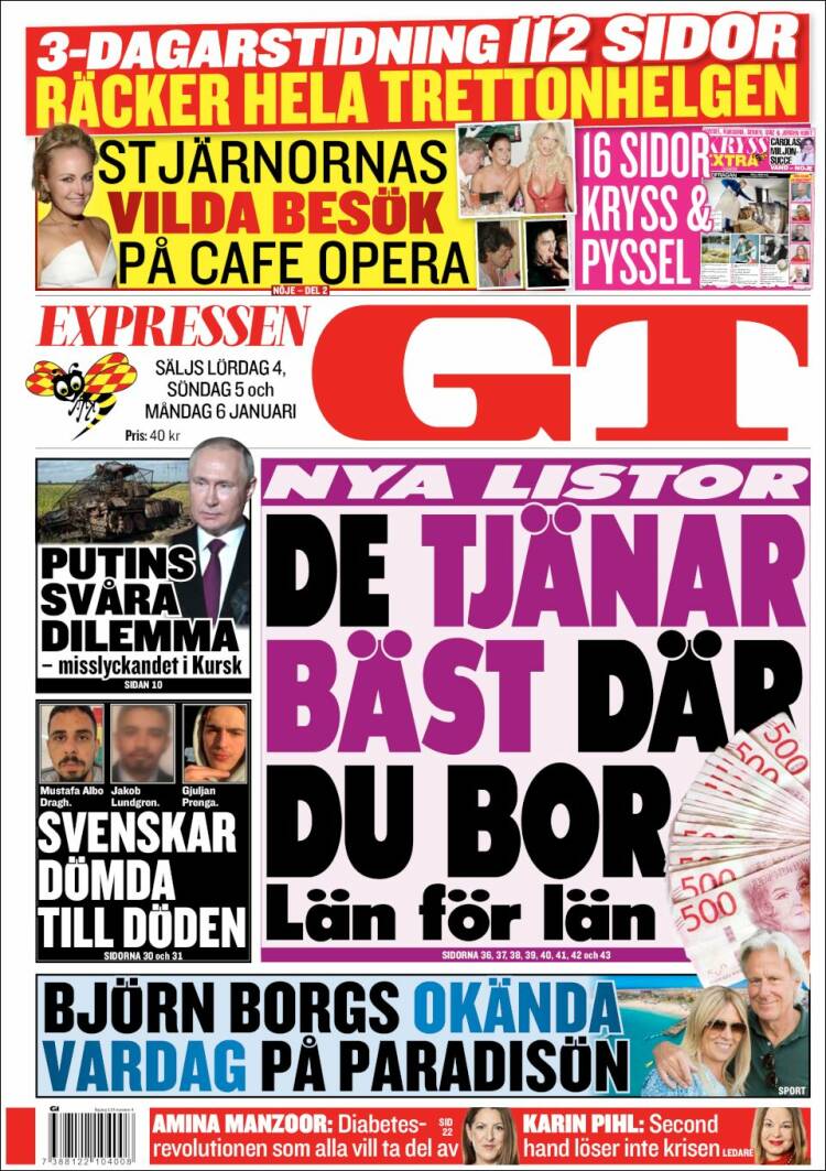 Portada de Göteborgstidningen (Suecia)