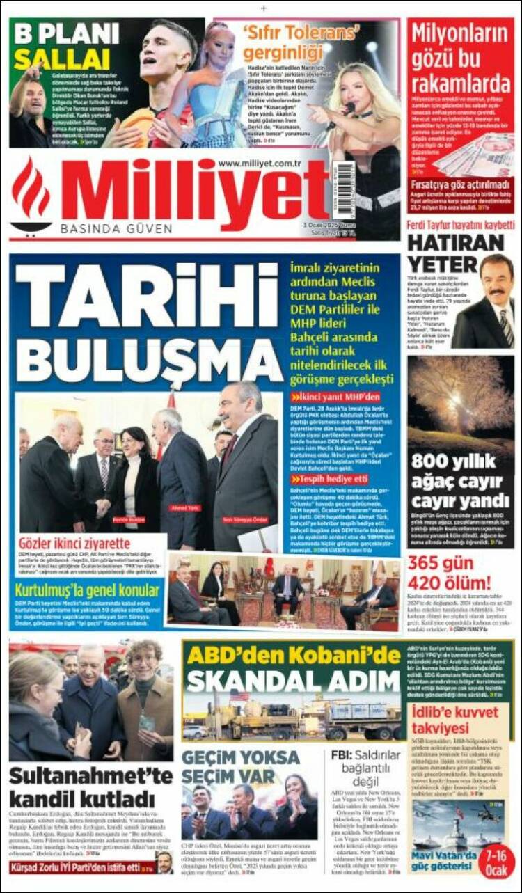 Portada de Milliyet (Turqu&iacute;a)