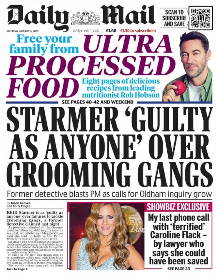 Portada de Daily Mail (Reino Unido)