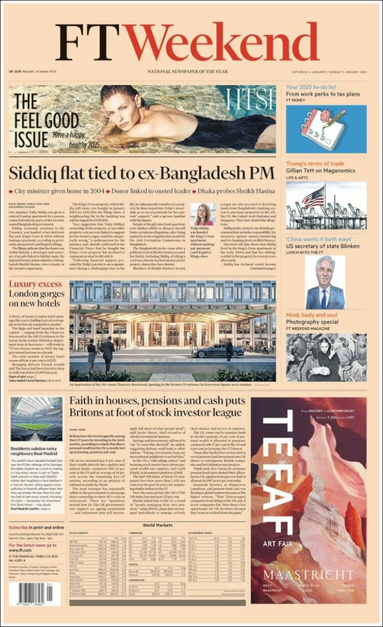 Portada de Financial Times (Reino Unido)