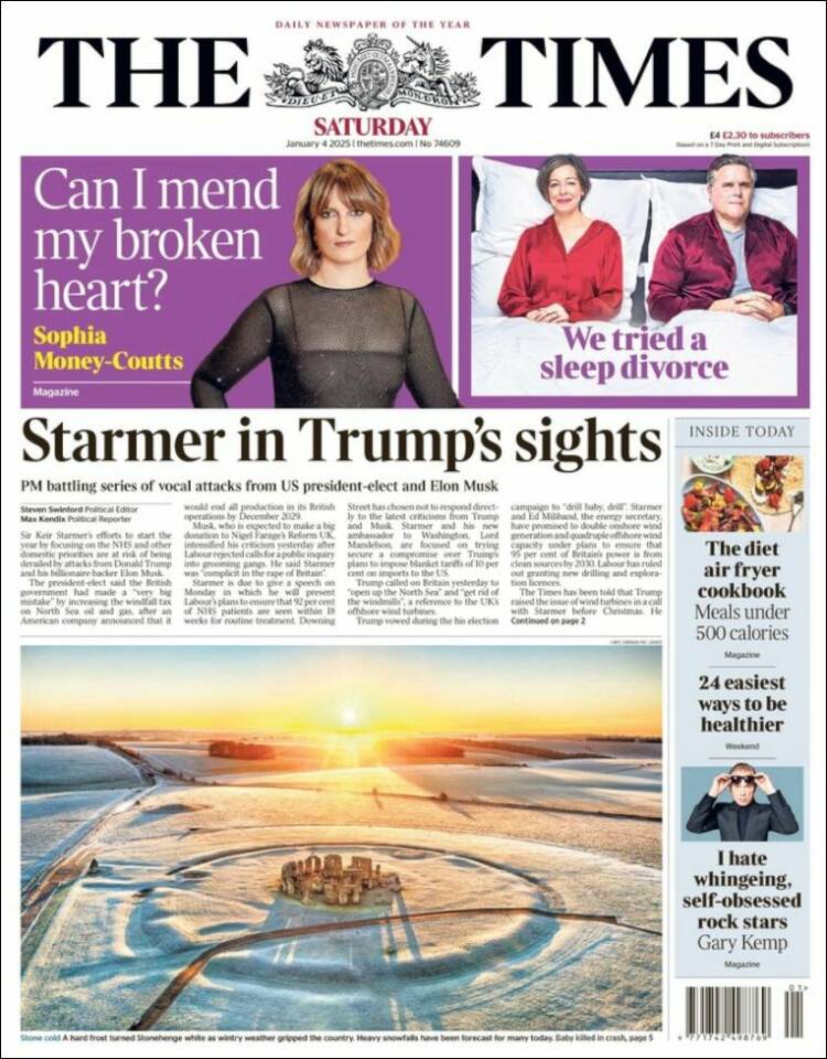 Portada de The Times (Reino Unido)