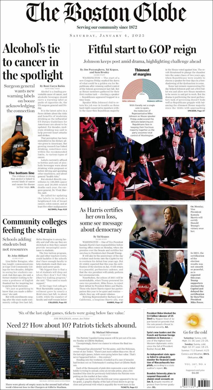 Portada de Boston Globe (USA)