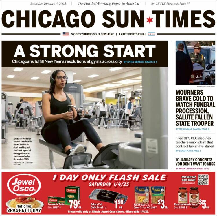 Portada de Chicago Sun-Times (USA)