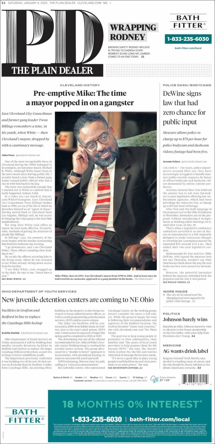Portada de The Plain Dealer (USA)