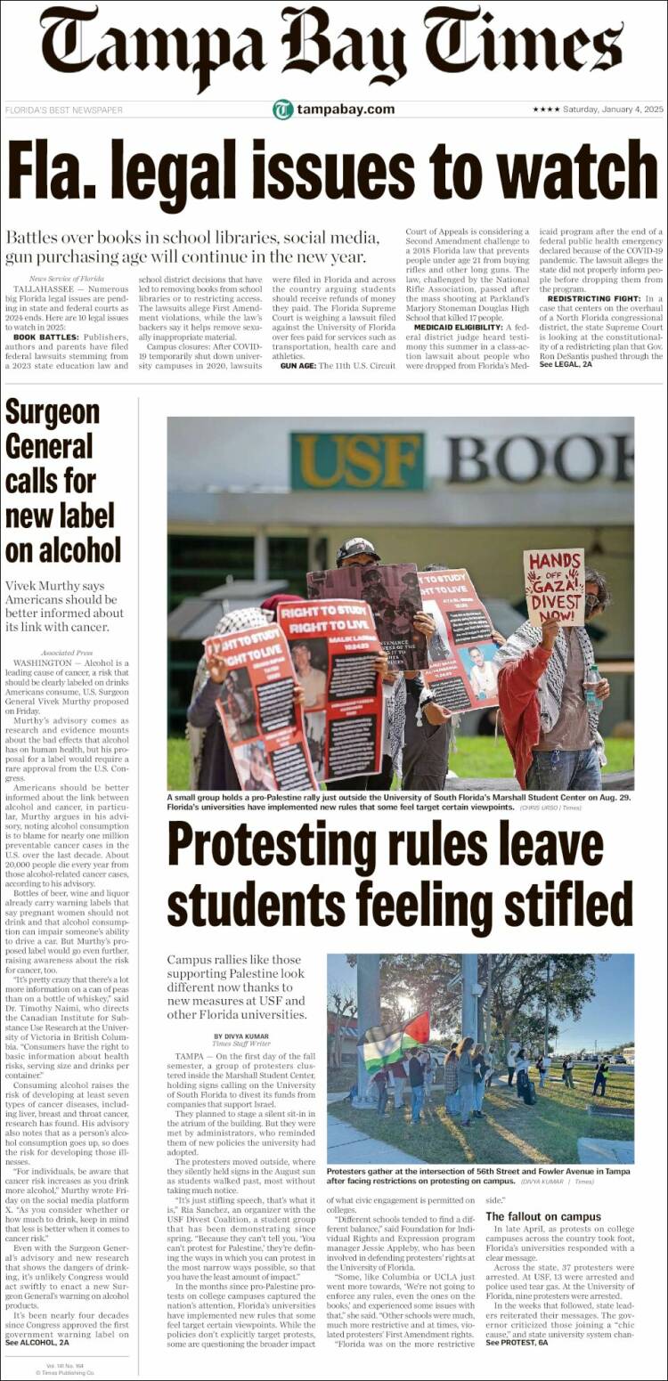 Portada de Tampa Bay Times (USA)