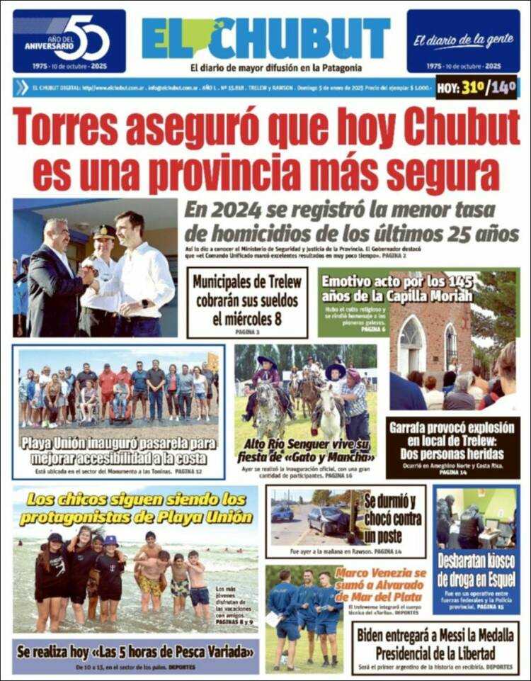 Portada de El Chubut (Argentina)