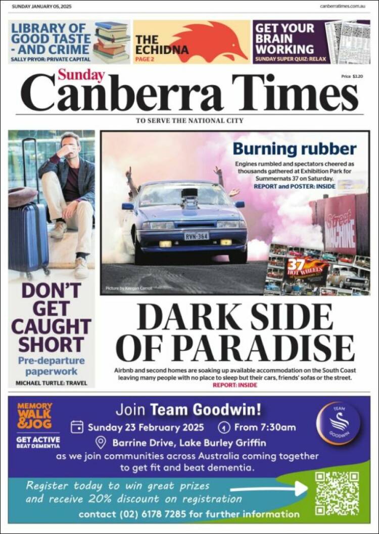 Portada de The Canberra Times (Australia)