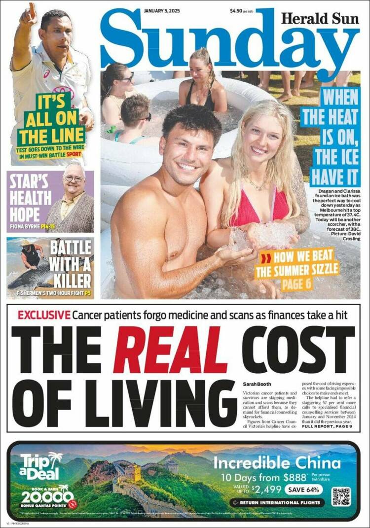 Portada de Herald Sun (Australia)