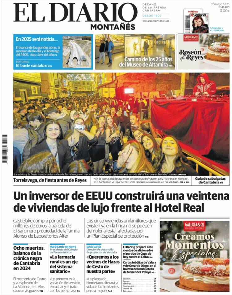 Portada de El Diario Montañés (España)