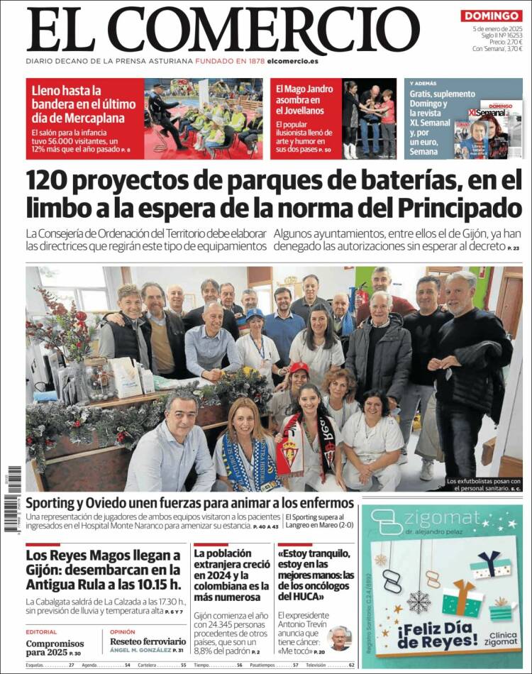 Portada de El Comercio - Gijón (España)