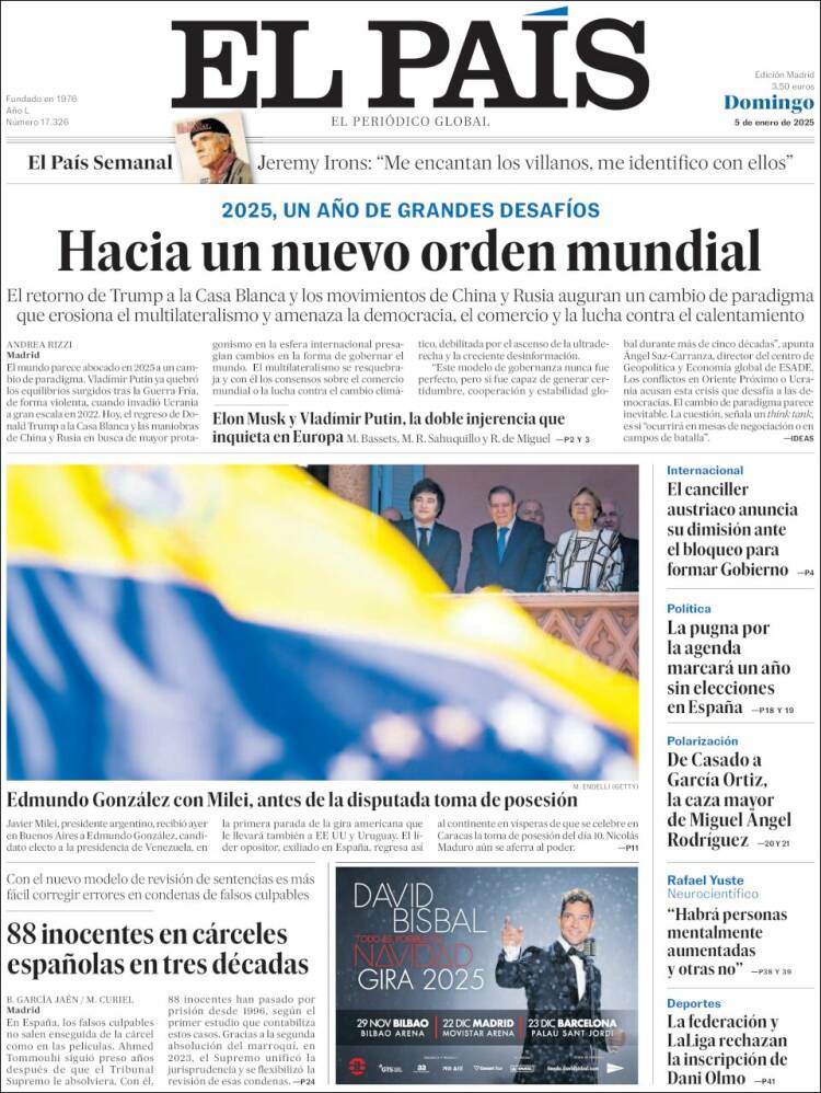 Portada de El País (España)