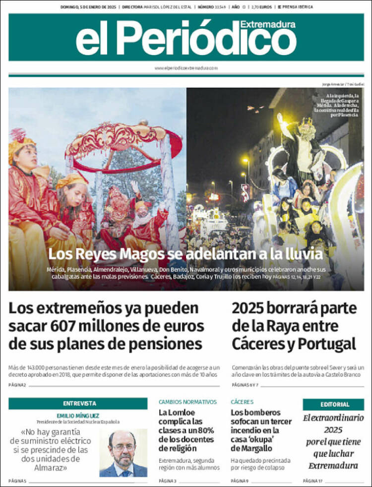 Portada de El Periódico de Extremadura (España)
