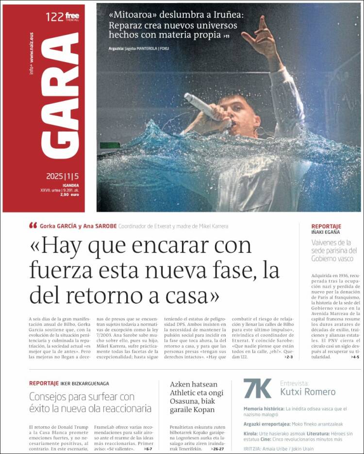 Portada de Gara (España)