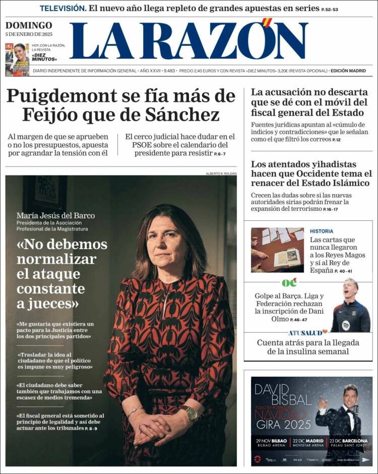 Portada de La Razón (España)