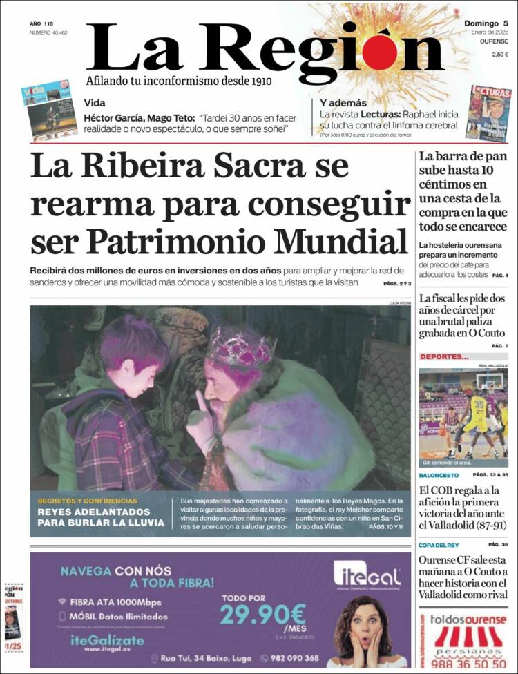 Portada de La Región de Ourense (España)