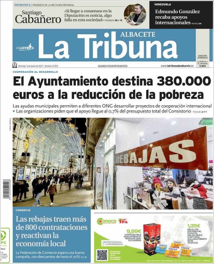Portada de La Tribuna de Albacete (España)