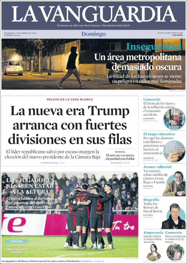 Portada de La Vanguardia (España)