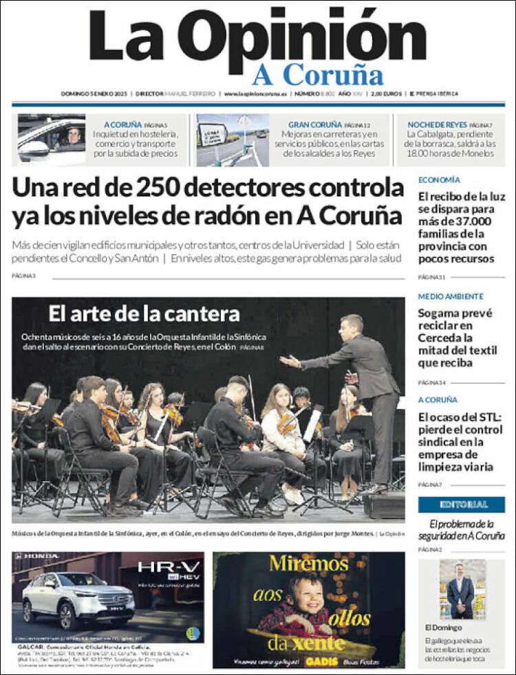 Portada de La Opinión de A Coruña (España)
