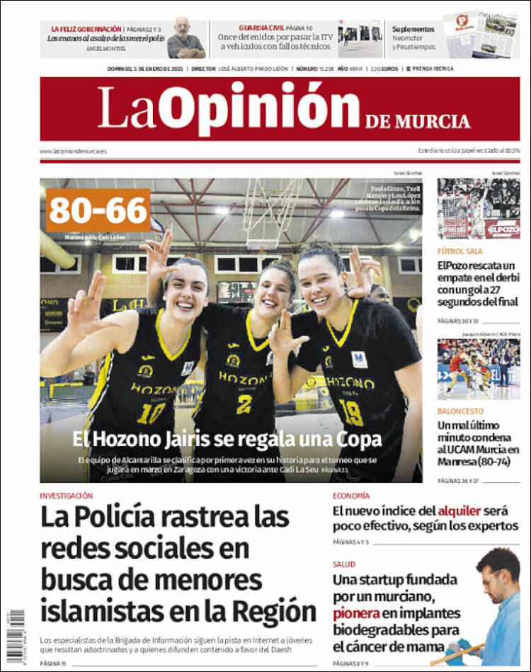 Portada de La Opinión de Murcia (España)