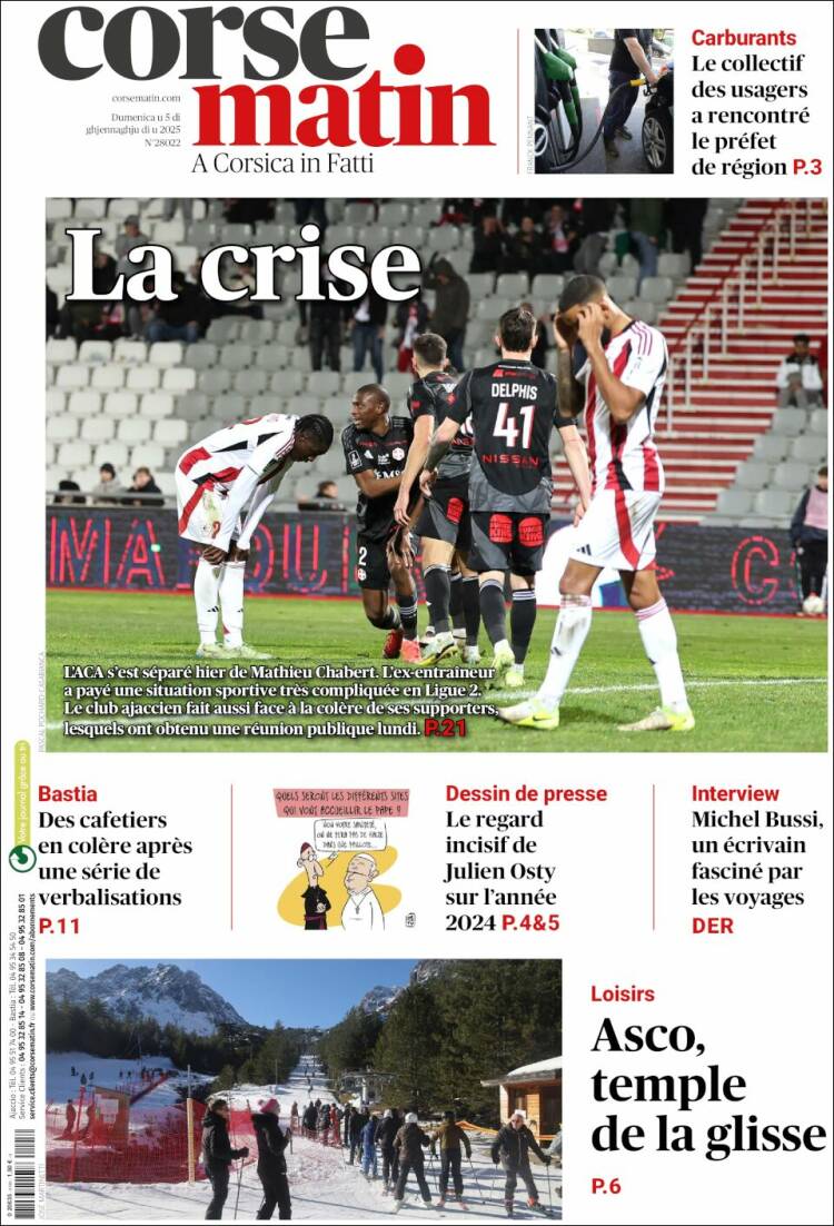 Portada de Corse-Matin (Francia)