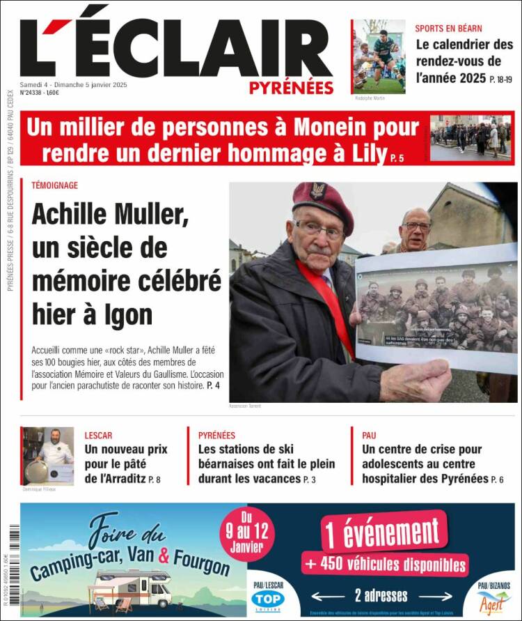 Portada de L'Eclair des Pyrénées (Francia)