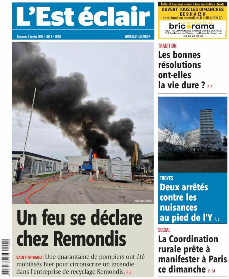 Portada de L'Est Eclair (Francia)