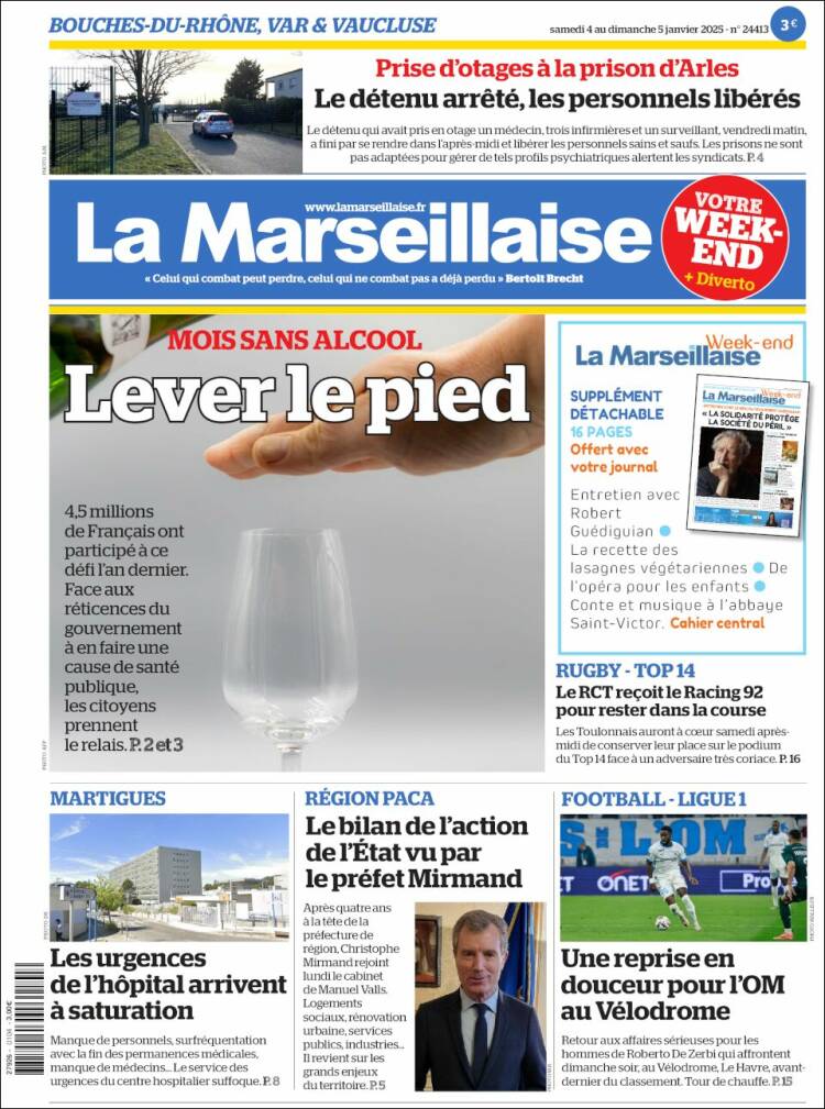 Portada de La Marseillaise (Francia)