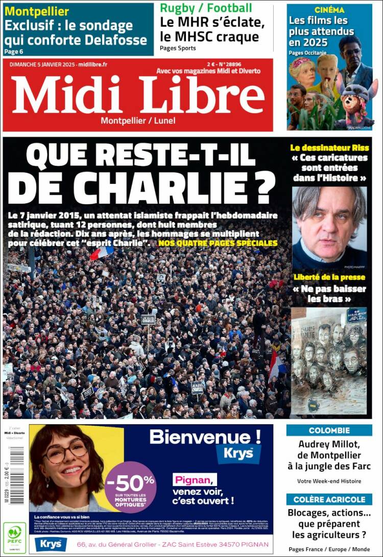 Portada de Midi Libre (Francia)