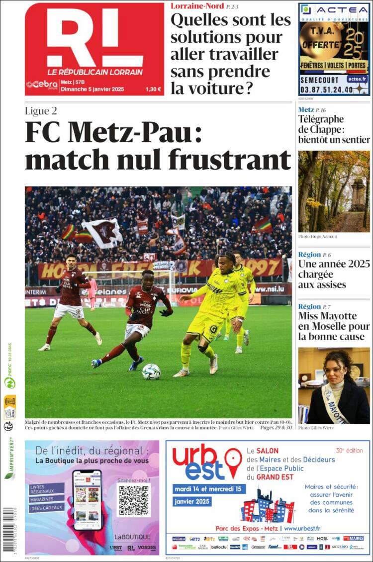 Portada de Le Republicain Lorrain (Francia)