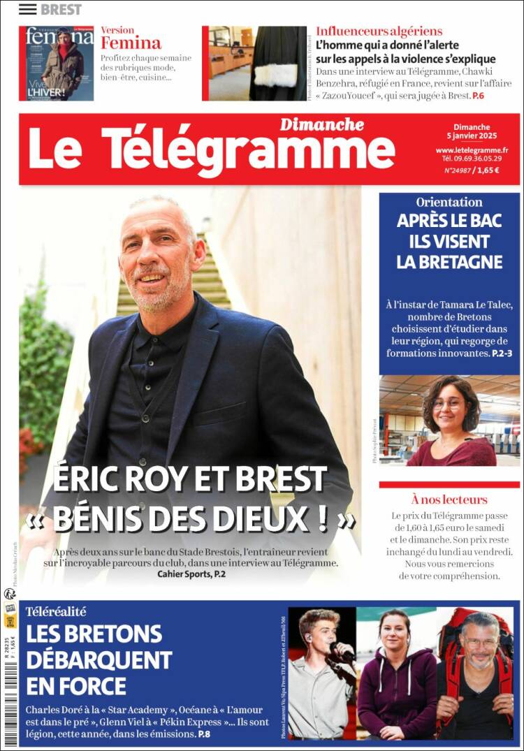 Portada de Télégramme (Francia)
